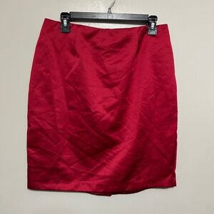 David's Bridal Red Pencil Skirt 10 Silky Satin Christmas Office Holiday Party